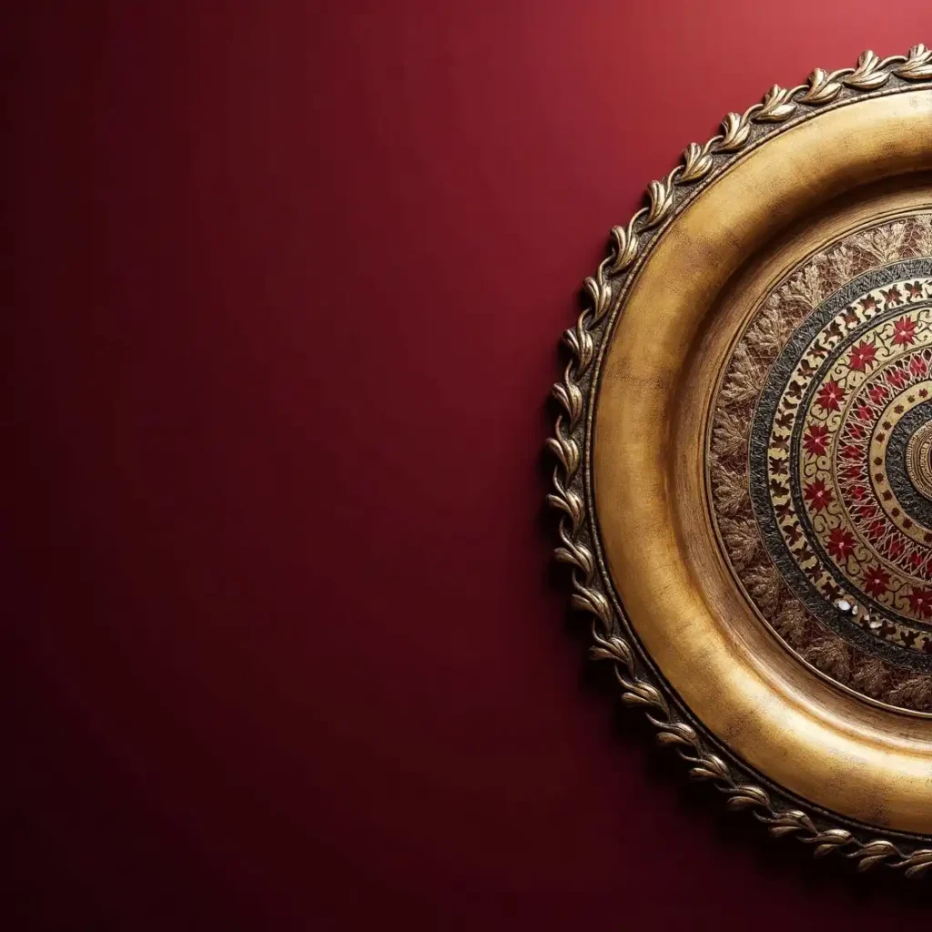 Swarna brass wall decor plate with artistic design – elegant home decor and gift item handcrafted in Moradabad