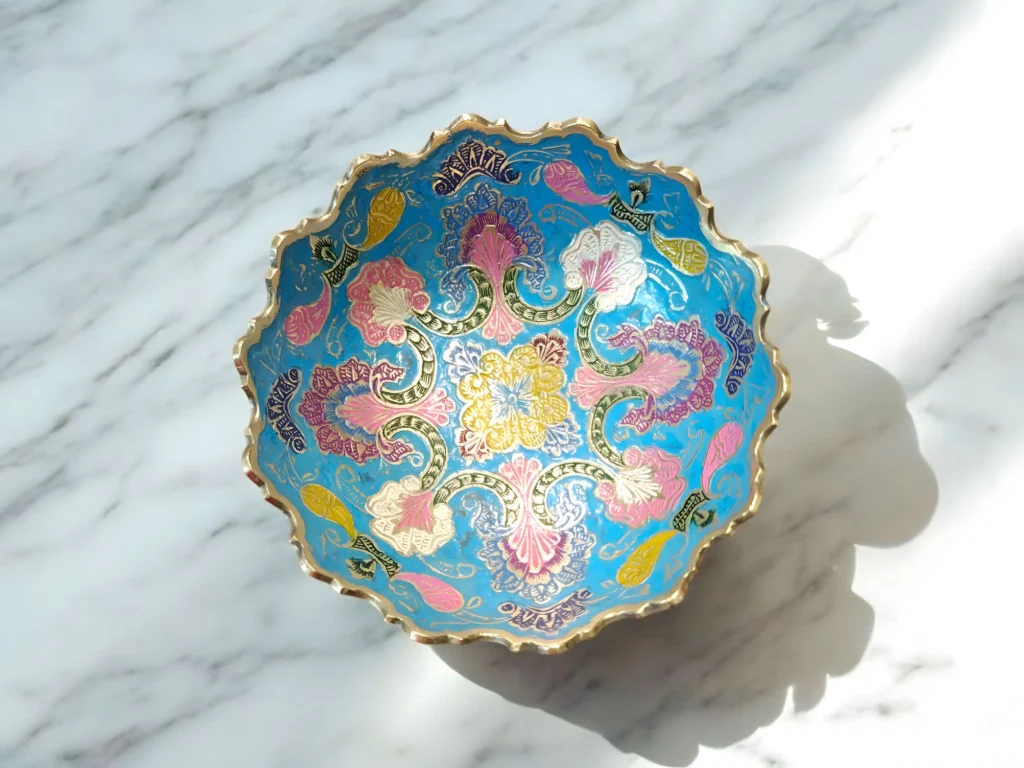 Antique brass fruit basket, non-toxic traditional brassware utensil for gifting and home décor