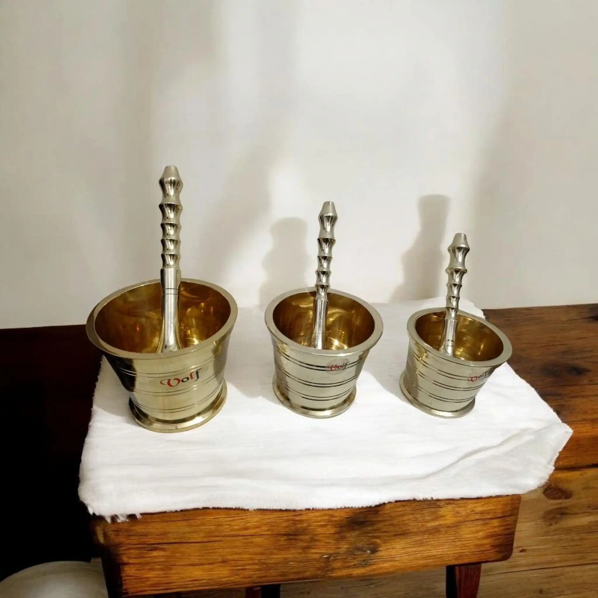 Antique pure brass mortar and pestle, non-toxic, chemical-free brass handicraft, perfect for gifting items and traditional brassware utensils