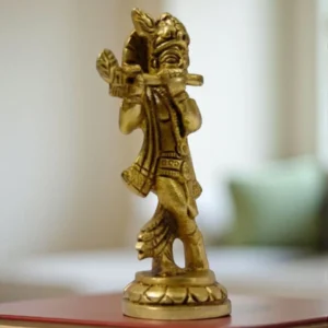 Exquisite Handcrafted Krishna Ji Idol | Divine Brass & Marble Krishna Murti for Home Temple & Pooja Room Decor | Authentic Spiritual Statue for Gifting & Worship