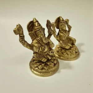 Pure Brass Laxmi Ganesh Murti Idol Statue | Traditional Brass Laxmi Ganesh Figurine for Diwali Pooja & Home Decoration | Handcrafted Divine Lakshmi Ganesh Idol for Worship & Gift