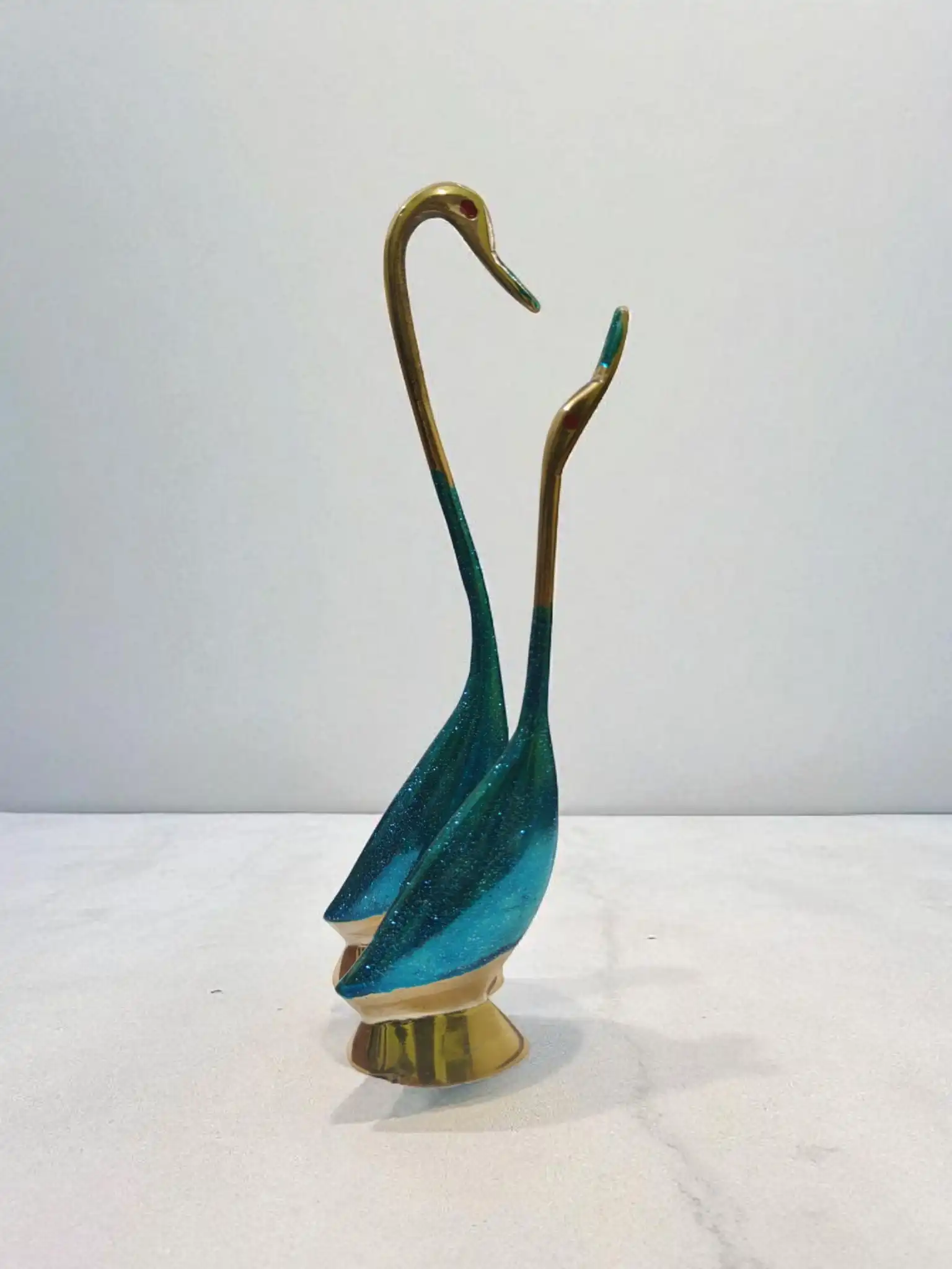 Handcrafted Pure Brass Swan Set | Decorative Swan Figurines for Home & Office Decor | Elegant Brass Swan Pair Showpiece for Living Room and Workspaces - Image 2