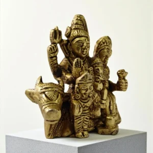 Pure Brass Shiv Parivar Murti | Intricately Handcrafted Shiva Parvati & Ganesha Idol for Puja & Home Decor | Durable 6-15 Inch Brass Hindu Deity Statue for Temple & Living Room