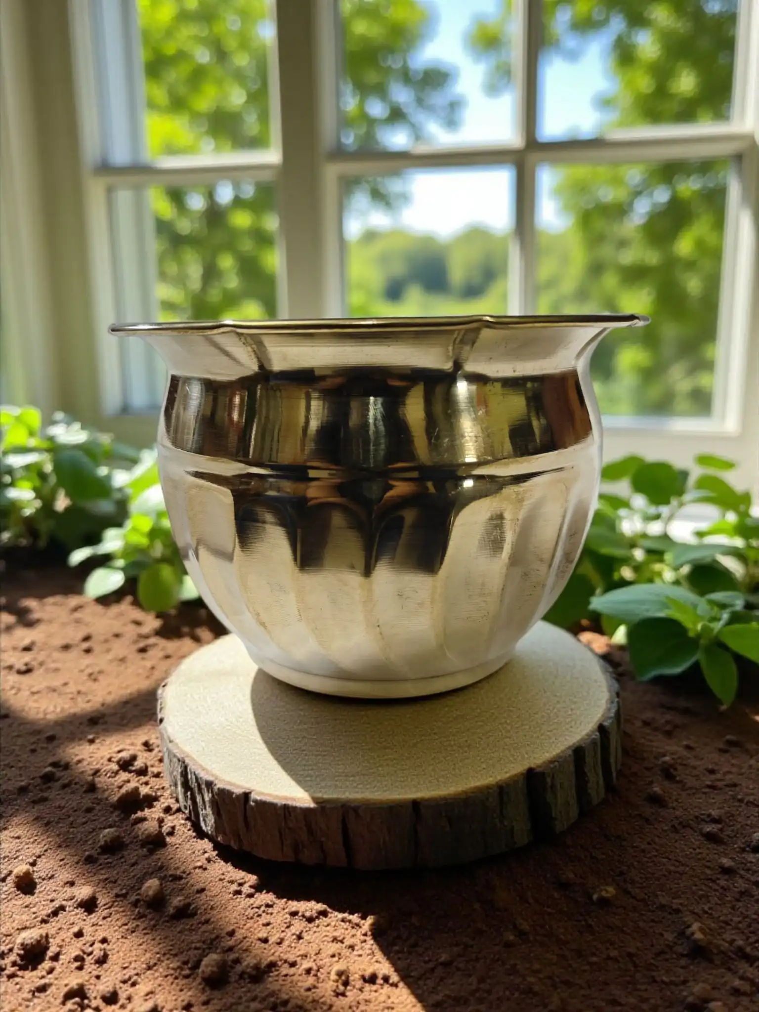 Pure Brass Planter Flower Pot | Handcrafted Brass Plant Pot for Living Room, Office & Home D?cor | Elegant Brass Indoor Outdoor Plant Container for Garden & Desk - Image 2