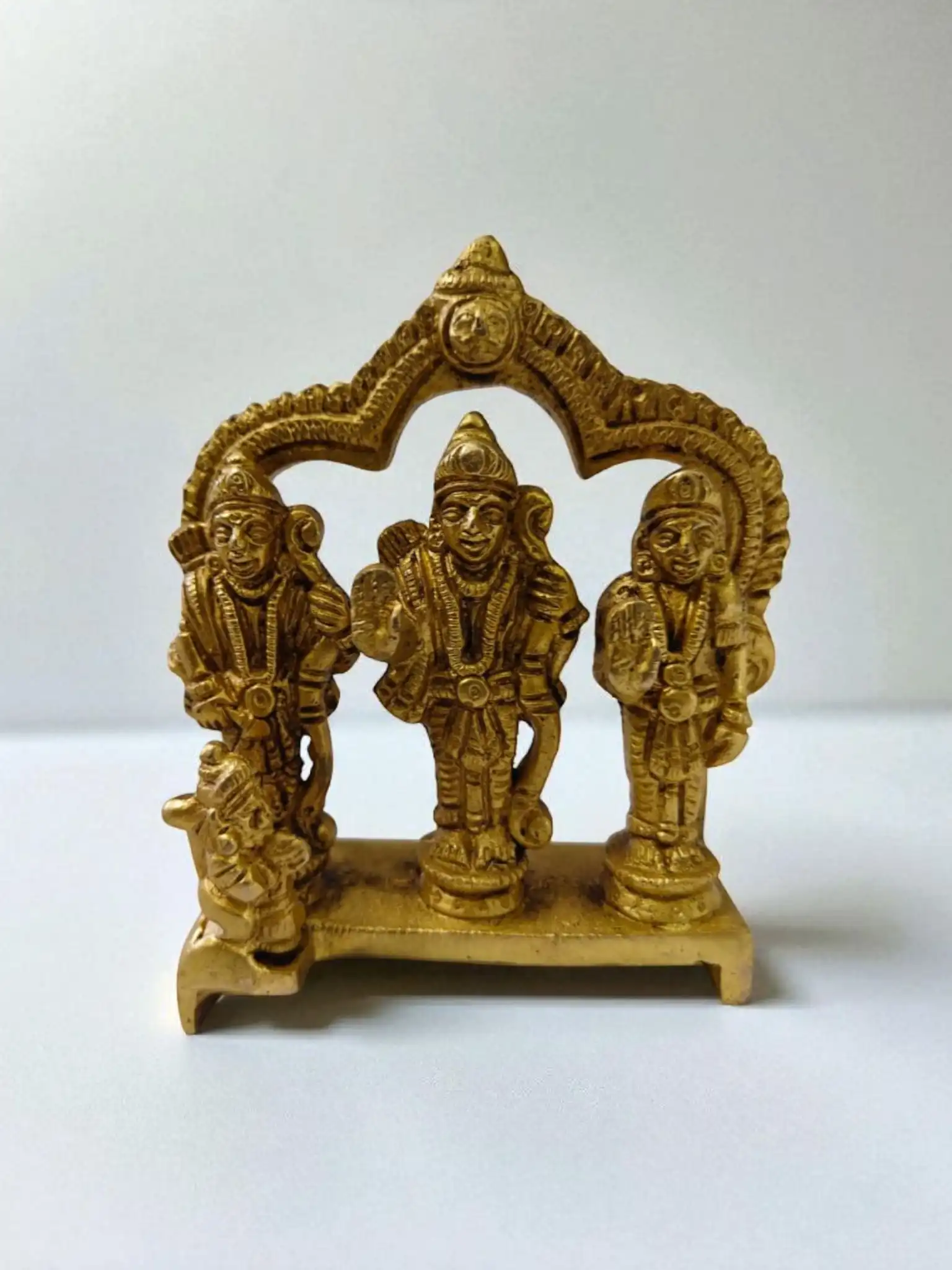 Pure Brass Ram Darbar Murti | Handcrafted Shri Ram Parivar Statue for Puja & Home Temple | Traditional Brass Ram Sita Laxman Hanuman Idol for Spiritual D?cor - Image 3