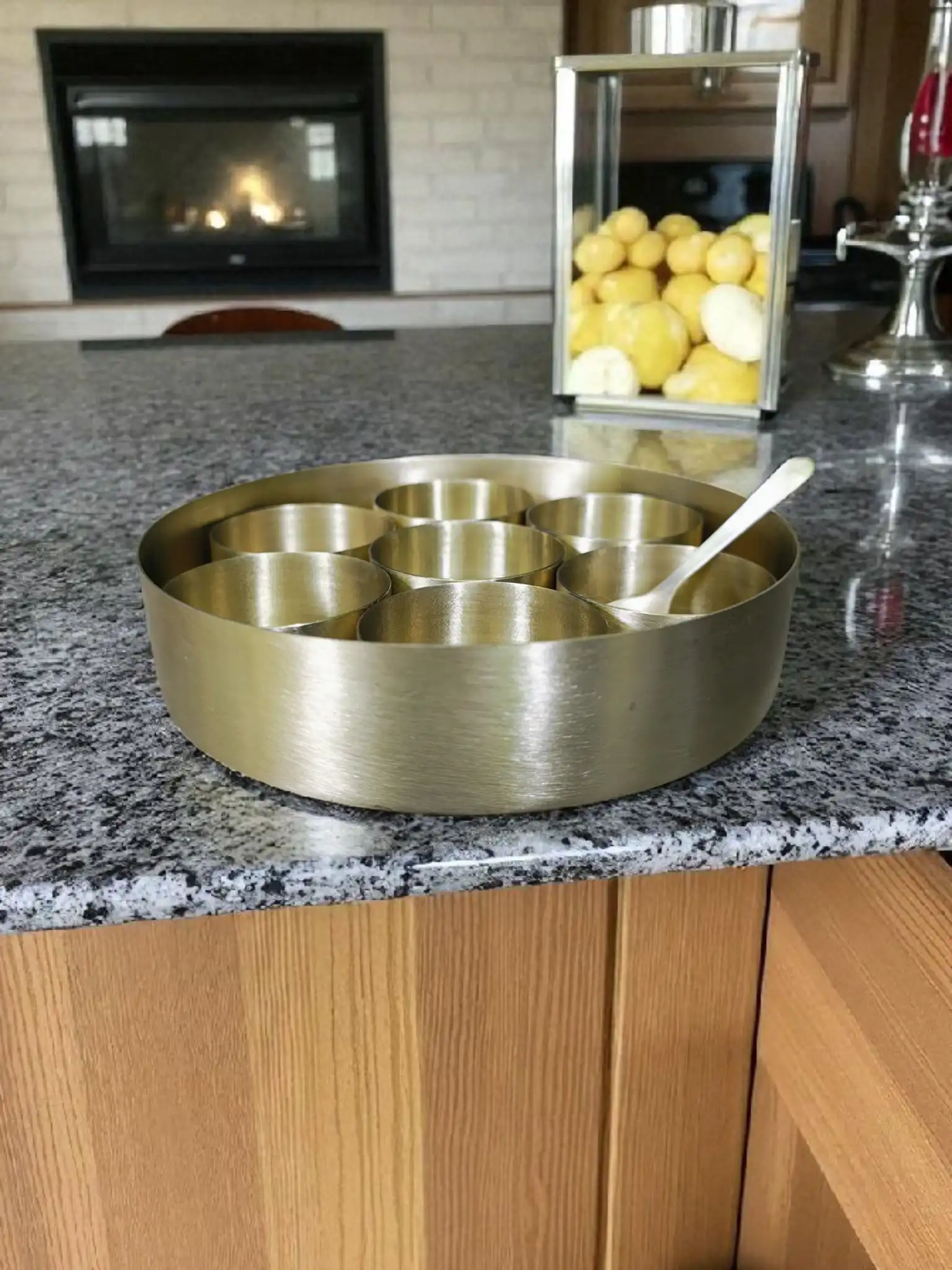 Pure Brass Masala Dani Set with 7 Spice Containers & Brass Spoon | Traditional Masala Dabba Box for Kitchen | Durable Brass Spice Storage Box for Indian Cooking & Gifting - Image 6