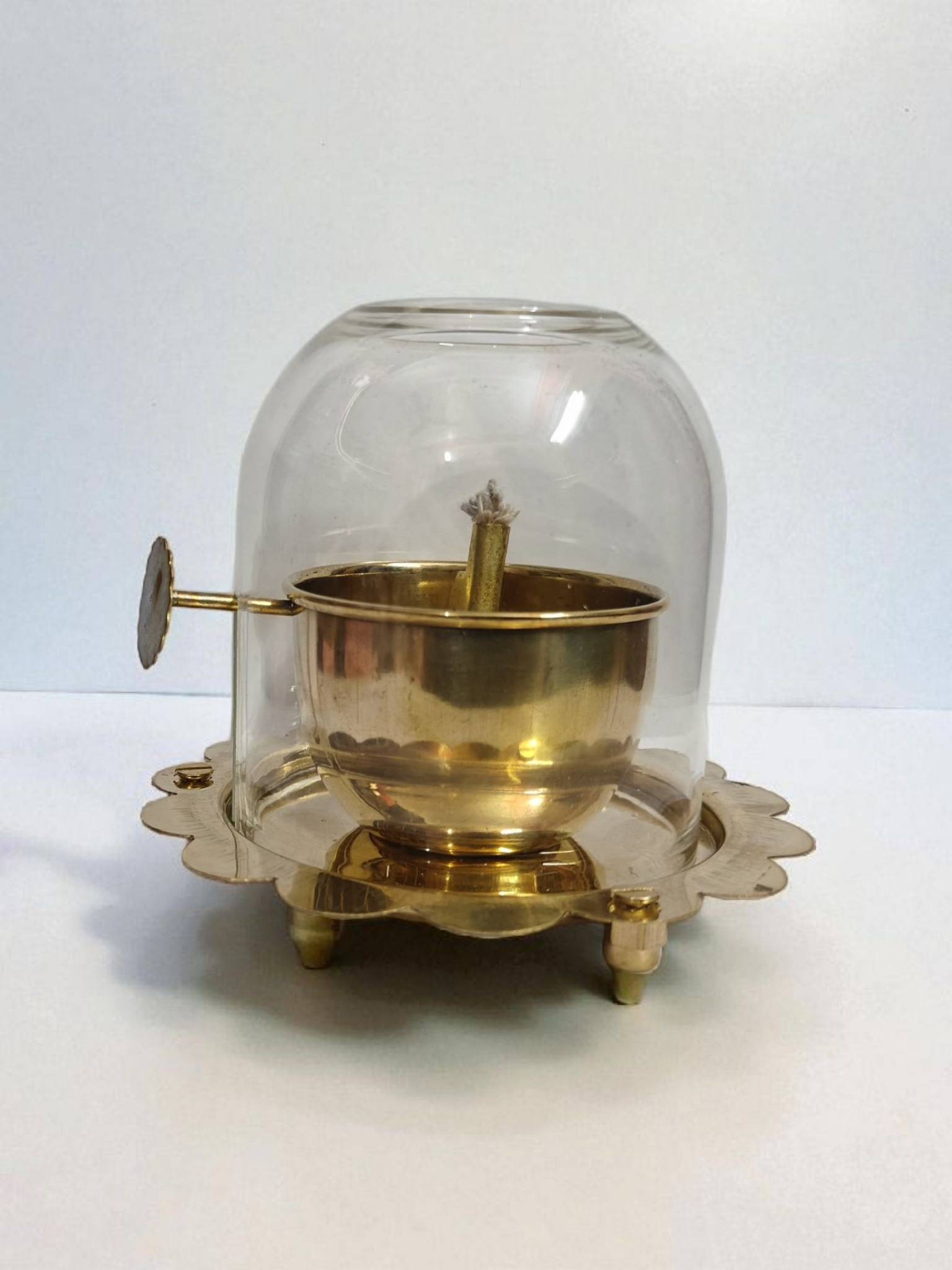 Brass Akhand Diya Big Size for Puja | Akhand Diya with Adjustable Bati | Premium Brass Diya for Temple, Pooja Room & Festivals | Long-Burning Unbroken Flame Diya for Navratri, Diwali, Home Mandir