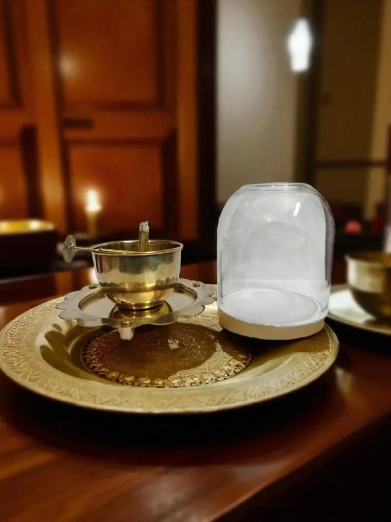 Premium Brass Akhand Diya Big Size for Puja, Temple, Home Mandir | Adjustable Cotton Wick | Long Burning Unbroken Flame Diya for Navratri, Diwali, Festivals | Pure Brass Oil Lamp | Pooja Room D?cor
