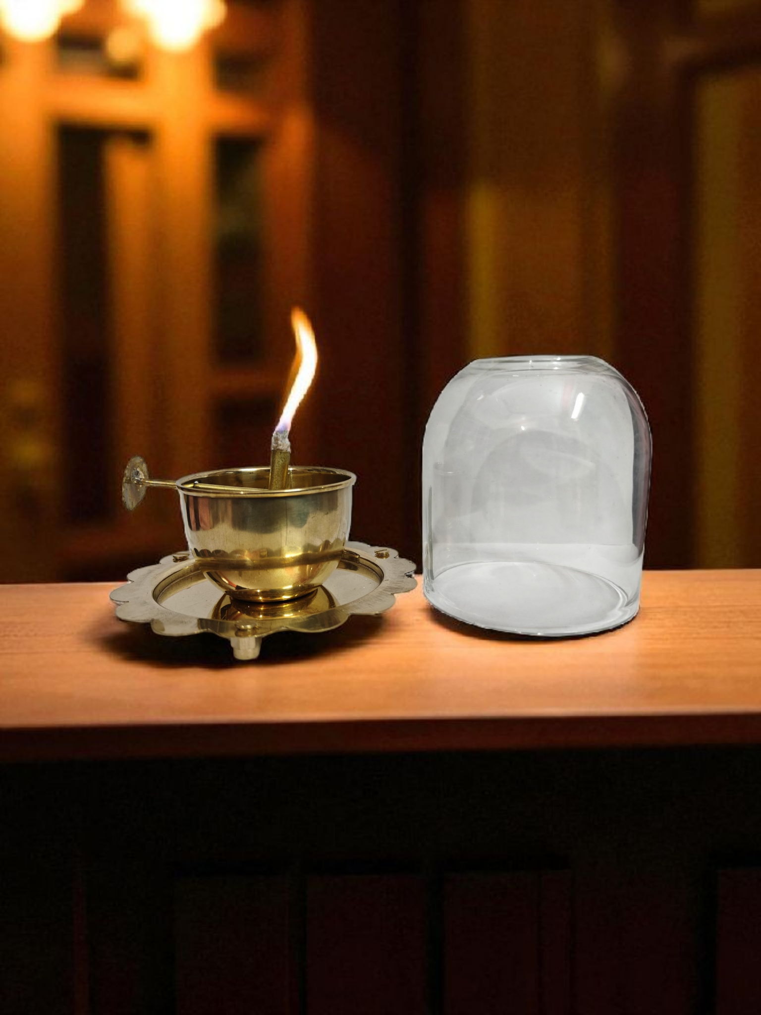 Brass Akhand Diya Big Size for Puja | Akhand Diya with Adjustable Bati | Premium Brass Diya for Temple, Pooja Room & Festivals | Long-Burning Unbroken Flame Diya for Navratri, Diwali, Home Mandir - Image 6