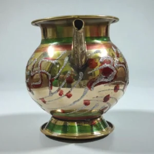 Traditional Brass Karwa Lota & Pooja Kalash Set | Red Decorative Karwachauth Pot for Rituals & Festivals | Karwa Chauth, Diwali Puja Accessories | Handcrafted Brass Water Pot for Worship