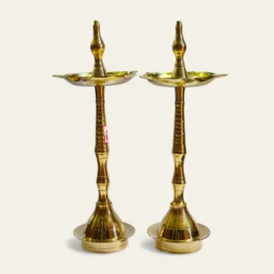 Pure Brass Kerala Diya | Traditional Kerala Samai Oil Lamp for Puja & Festivals | Handcrafted Brass Nilavilakku for Home Temple & Religious D?cor