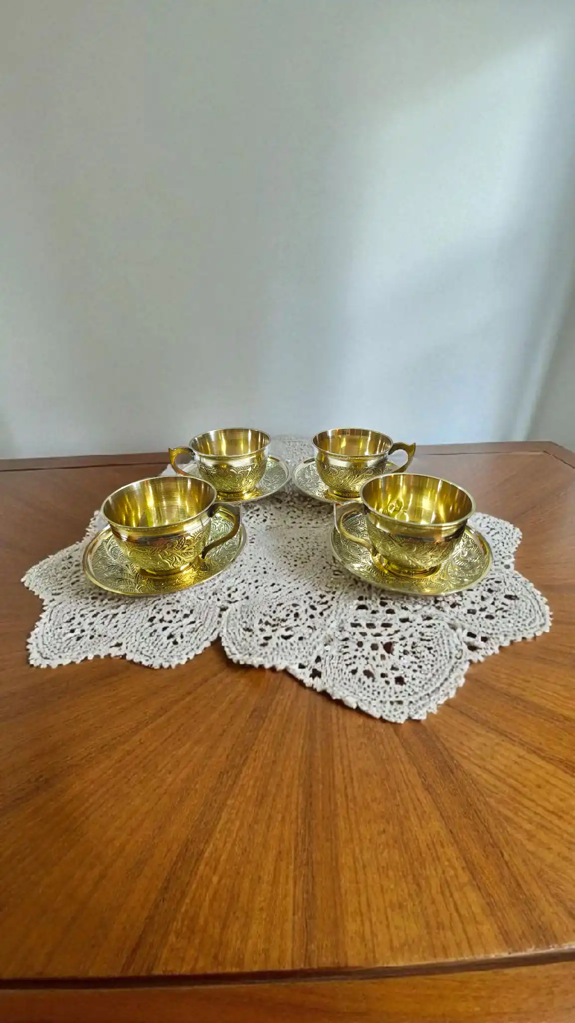 Premium Pure Brass Cup and Saucer ? 125ml | Elegant Handcrafted Tea Cup & Plate Set | Durable Brass Tableware for Traditional & Modern Dining - Image 4