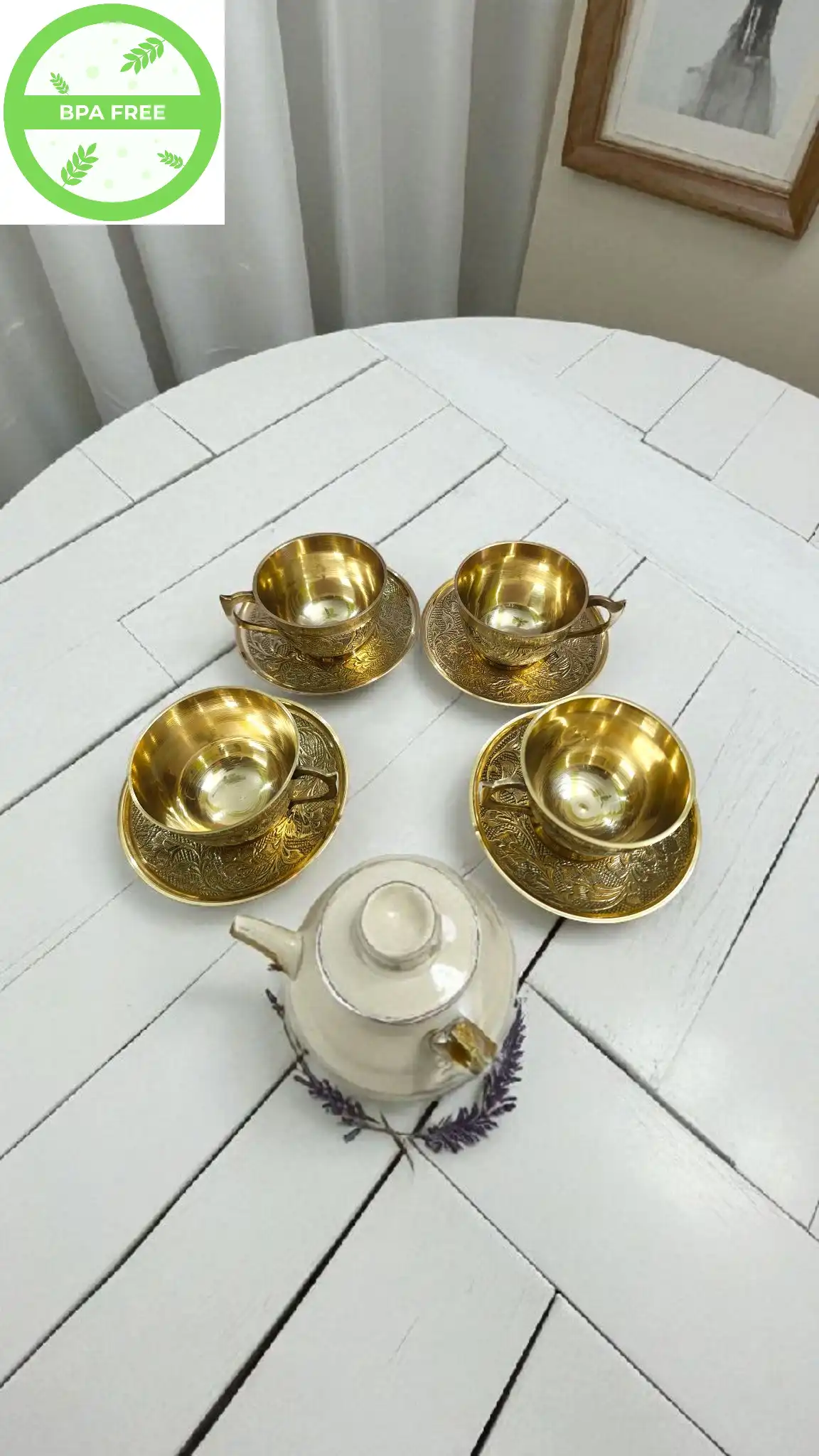 Premium Pure Brass Cup and Saucer ? 125ml | Elegant Handcrafted Tea Cup & Plate Set | Durable Brass Tableware for Traditional & Modern Dining - Image 6