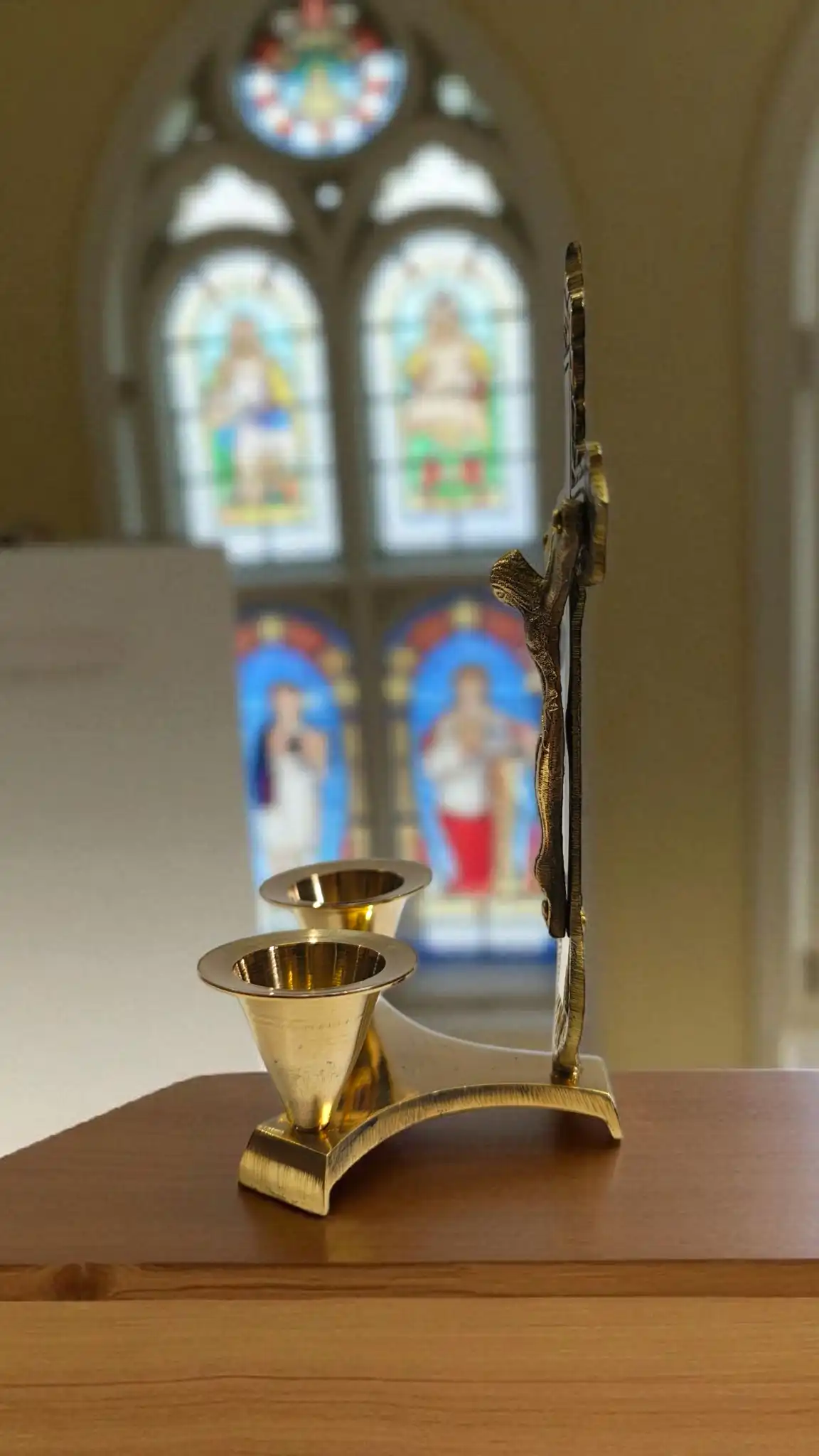 Elegant Brass Christ with Candle Stand | Religious Home Decor for Christmas Decorations | Handcrafted Brass Crucifix and Candle Holder for Spiritual Ambiance & Festive Gift - Image 4