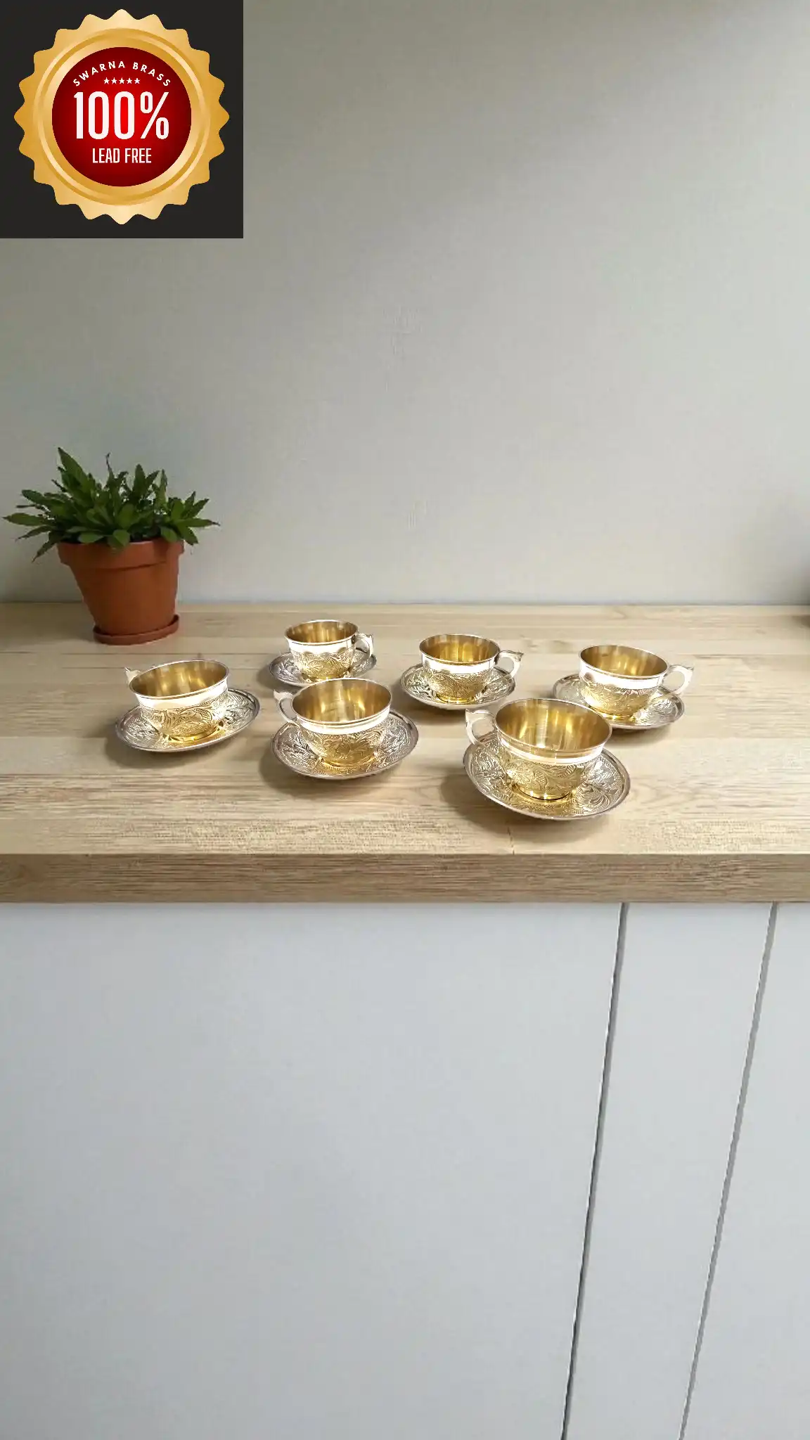 Premium Pure Brass Cup and Saucer ? 125ml | Elegant Handcrafted Tea Cup & Plate Set | Durable Brass Tableware for Traditional & Modern Dining - Image 8