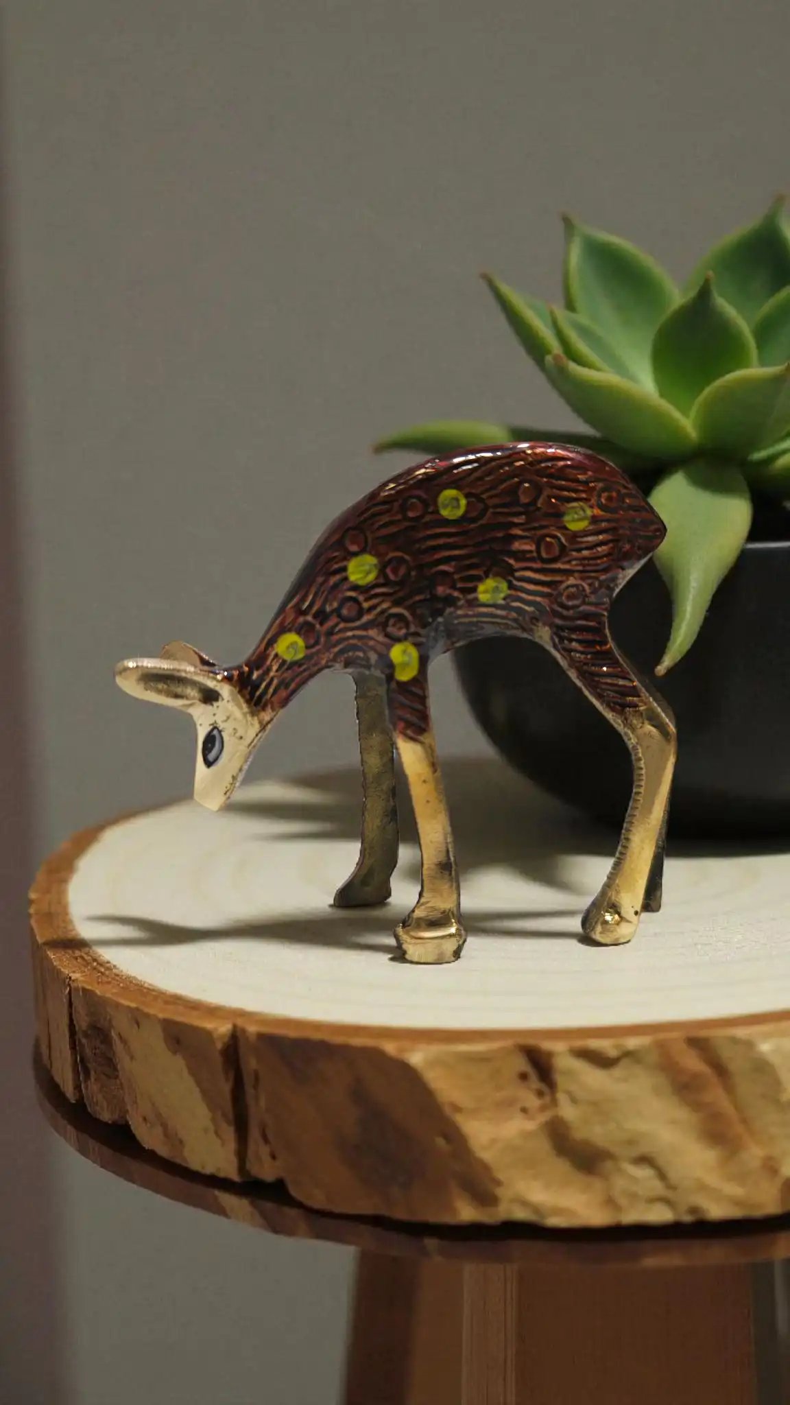 Elegant Antique Brass Deer Set | Decorative Couple Showpiece for Home & Office D?cor | Handcrafted Brass Deer Figurines for Living Room & Shelf Display - Image 2