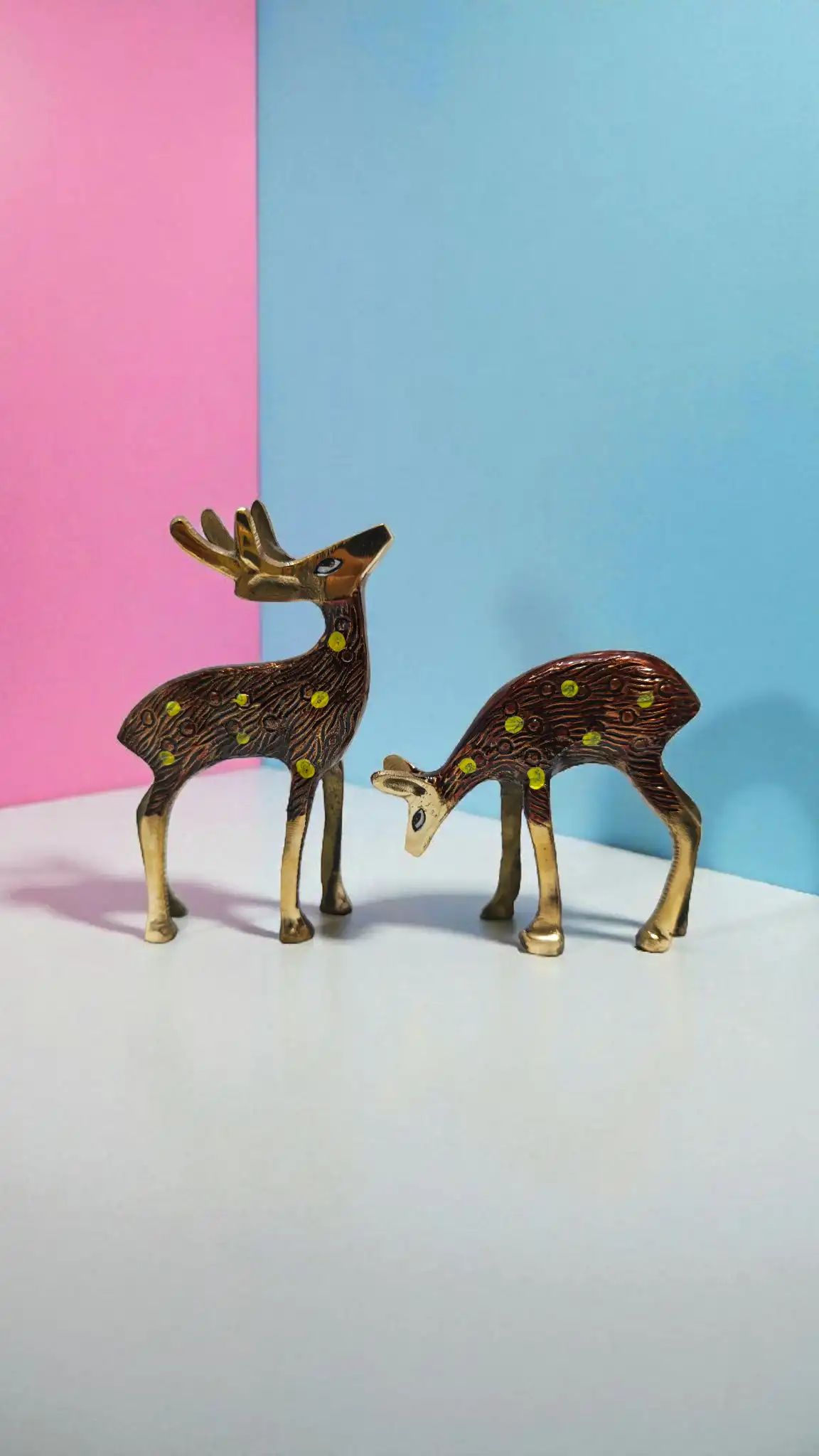 Elegant Antique Brass Deer Set | Decorative Couple Showpiece for Home & Office D?cor | Handcrafted Brass Deer Figurines for Living Room & Shelf Display - Image 5